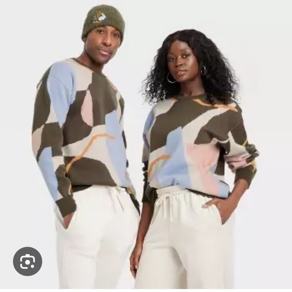 Black History Month Adult Oversized Print Pullover Sweater - Colorful Abstract